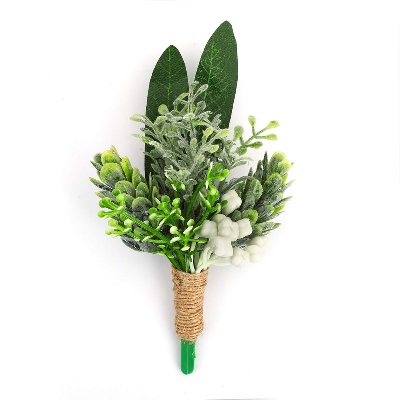 YSUCAU Handcrafted Eucalyptus Boutonniere with Pin for Men Wedding, Groom and Best Man Artificial Greenery Boutineers for Wedding Prom Party Anniversary Man Suit Decoration - Image 3